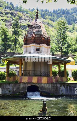 The famous floating stone Shiva-lingam in the scared spring at the Nagbal temple complex in Anantnag, Kashmir, India, on June 27, 2010. The entire complex is known popularly as Nagbal and is famous Hindu religious center in Anantnag District. The holy spring which originates from here and the formation of which is attributed to Vishno or Narayana is said to be a Vedic 'tirath'. The spring rises beautifully from the foot of a small hill-lock and is dedicated to the worship of Ananta or Vishno. (Photo by Creative Touch Imaging Ltd./NurPhoto) Stock Photo