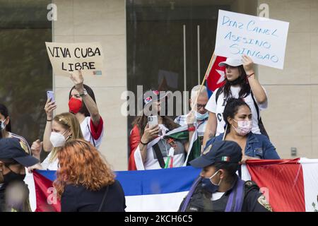 Independent Cuban citizens living in Mexico, protested against the government of their country outside the Cuban Embassy, July 12, 2021, Mexico City. (Photo by Cristian Leyva/NurPhoto) Stock Photo