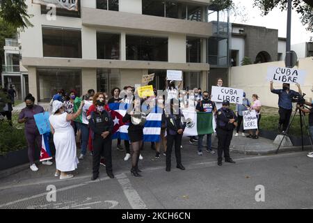 Independent Cuban citizens living in Mexico, protested against the government of their country outside the Cuban Embassy, July 12, 2021, Mexico City. (Photo by Cristian Leyva/NurPhoto) Stock Photo