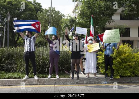 Independent Cuban citizens living in Mexico, protested against the government of their country outside the Cuban Embassy, July 12, 2021, Mexico City. (Photo by Cristian Leyva/NurPhoto) Stock Photo