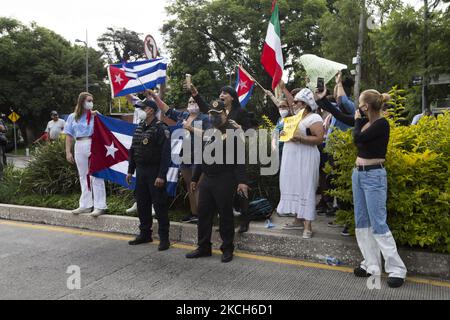 Independent Cuban citizens living in Mexico, protested against the government of their country outside the Cuban Embassy, July 12, 2021, Mexico City. (Photo by Cristian Leyva/NurPhoto) Stock Photo