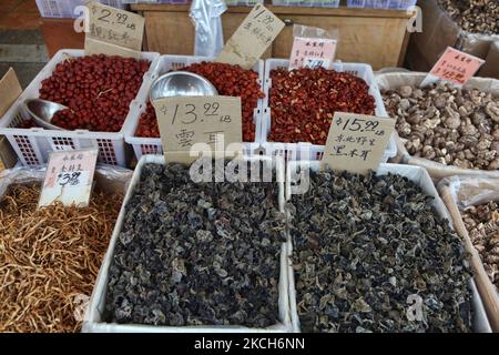 Dried traditional Chinese medicinal items a Chinese herbal shop in Chinatown in Toronto, Ontario, Canada, on August 23, 2010. (Photo by Creative Touch Imaging Ltd./NurPhoto) Stock Photo