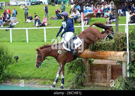 Zara Tindall riding Class Affair during 4* Cross Country event at the Barbury Castle International Horse Trials, Marlborough, Wiltshire, UK on Sunday 11th July 2021. (Photo by Jon Bromley/MI News/NurPhoto) Stock Photo