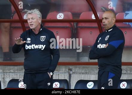 West Ham United manager David Moyes and First team Coach Paul Nevin during Friendly between Leyton Orient and West Ham United at Breyer Group Stadium , Leyton, UK on13th July 2021 (Photo by Action Foto Sport/NurPhoto) Stock Photo