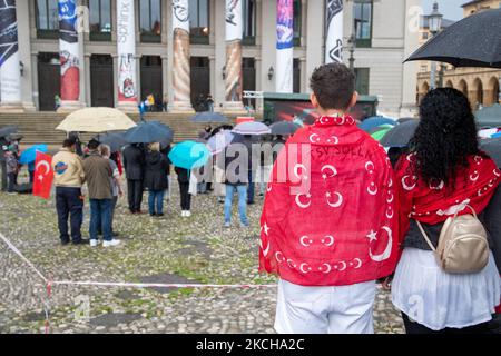 A group of supporters of the AK Parti and the turkish president Recep Tayip Erdogan protested on July 15, 2021 in Munich, Germany. They remembered the victims of the failed coup of 2016 and celebrated it as day of democracy. (Photo by Alexander Pohl/NurPhoto) Stock Photo