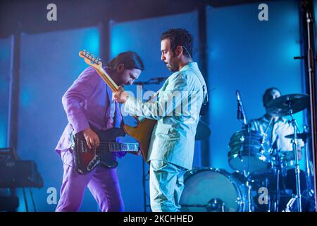 Colapesce Dimartino perform live for Estate Sforzesca at Castello Sforzesco on July 21, 2021 in Milan, Italy. (Photo by Alessandro Bremec/NurPhoto) Stock Photo