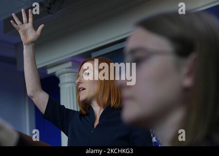 White House Press Secretary Jen Psaki speaks during a press conference about US Covid 19 Vaccination, Afghanistan people in US National Security, today on July 23, 2021 at Brady room/White House in Washington DC, USA. (Photo by Lenin Nolly/NurPhoto) Stock Photo