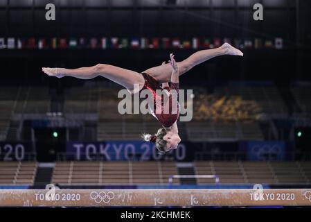 Ana Derek of Croatia during women's qualification for the Artistic Gymnastics final at the Olympics at Ariake Gymnastics Centre, Tokyo, Japan on May 5, 2021. (Photo by Ulrik Pedersen/NurPhoto) Stock Photo