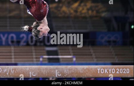 Ana Derek of Croatia during women's qualification for the Artistic Gymnastics final at the Olympics at Ariake Gymnastics Centre, Tokyo, Japan on May 5, 2021. (Photo by Ulrik Pedersen/NurPhoto) Stock Photo