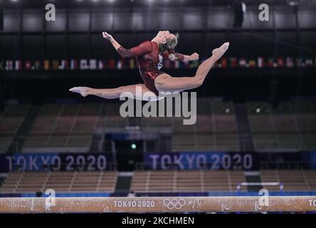 Ana Derek of Croatia during women's qualification for the Artistic Gymnastics final at the Olympics at Ariake Gymnastics Centre, Tokyo, Japan on May 5, 2021. (Photo by Ulrik Pedersen/NurPhoto) Stock Photo