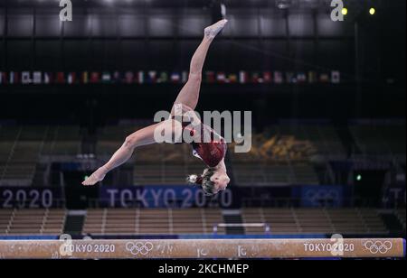 Ana Derek of Croatia during women's qualification for the Artistic Gymnastics final at the Olympics at Ariake Gymnastics Centre, Tokyo, Japan on May 5, 2021. (Photo by Ulrik Pedersen/NurPhoto) Stock Photo