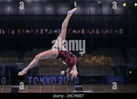 Ana Derek of Croatia during women's qualification for the Artistic Gymnastics final at the Olympics at Ariake Gymnastics Centre, Tokyo, Japan on May 5, 2021. (Photo by Ulrik Pedersen/NurPhoto) Stock Photo