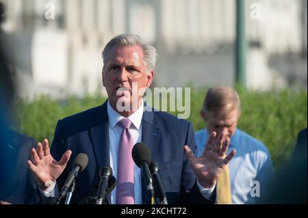 U.S. House Minority Leader Rep. Kevin McCarthy (R-CA) speaks during a news conference in front of the U.S. Capitol July 27, 2021 in Washington, DC. Leader McCarthy held a news conference to discuss the January 6th Committee. (Photo by Zach D Roberts/NurPhoto) Stock Photo