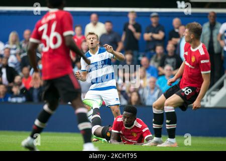 George Thomas controls the ball during the Pre-season Friendly match between Queens Park Rangers and Manchester United at the Kiyan Prince Foundation Stadium., London, UK on 24th July 2021. (Photo by Federico Maranesi/MI News/NurPhoto) Stock Photo
