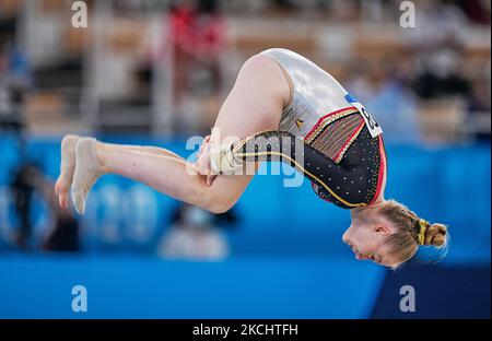 !! during women's Artistic Gymnastics team final at the Olympics at Ariake Gymnastics Centre, Tokyo, Japan on July 27, 2021. (Photo by Ulrik Pedersen/NurPhoto) Stock Photo