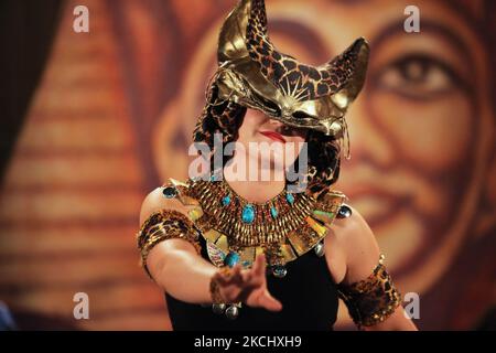 Egyptian dancers perform a dance to pay homage to the ancient Egyptian Gods and Goddesses in Mississauga, Ontario, Canada, on June 04, 2011. The dancers are dressed in costumes representing some of the Gods and Goddesses worshipped in ancient Egypt. (Photo by Creative Touch Imaging Ltd./NurPhoto) Stock Photo