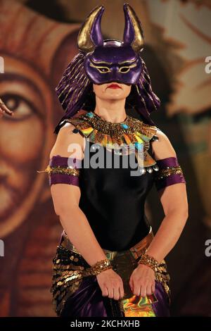 Egyptian dancers perform a dance to pay homage to the ancient Egyptian Gods and Goddesses in Mississauga, Ontario, Canada, on June 04, 2011. The dancers are dressed in costumes representing some of the Gods and Goddesses worshipped in ancient Egypt. (Photo by Creative Touch Imaging Ltd./NurPhoto) Stock Photo