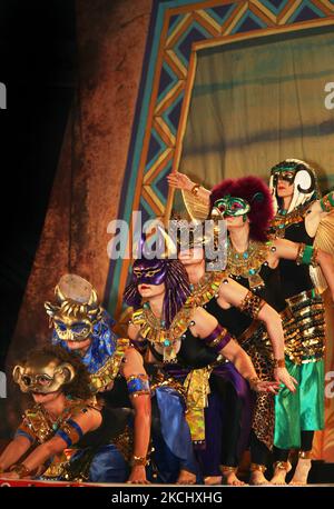 Egyptian dancers perform a dance to pay homage to the ancient Egyptian Gods and Goddesses in Mississauga, Ontario, Canada, on June 04, 2011. The dancers are dressed in costumes representing some of the Gods and Goddesses worshipped in ancient Egypt. (Photo by Creative Touch Imaging Ltd./NurPhoto) Stock Photo