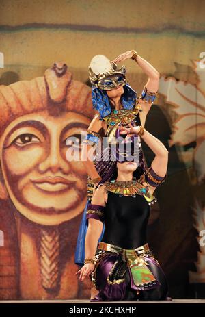 Egyptian dancers perform a dance to pay homage to the ancient Egyptian Gods and Goddesses in Mississauga, Ontario, Canada, on June 04, 2011. The dancers are dressed in costumes representing some of the Gods and Goddesses worshipped in ancient Egypt. (Photo by Creative Touch Imaging Ltd./NurPhoto) Stock Photo