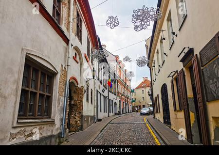 Former Jewish quarter in Vilnius, Lithuania on July 27, 2021. (Photo by Beata Zawrzel/NurPhoto) Stock Photo
