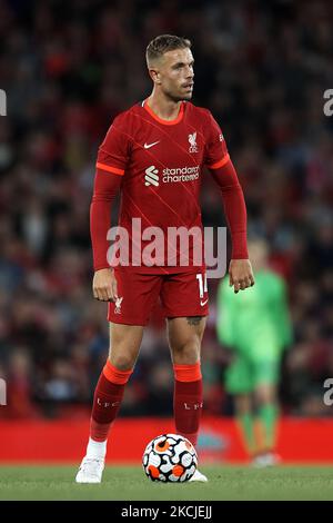 Jordan Henderson of Liverpool during the pre-season friendly match between Liverpool FC and CA Osasuna at Anfield on August 9, 2021 in Liverpool, England. (Photo by Jose Breton/Pics Action/NurPhoto) Stock Photo