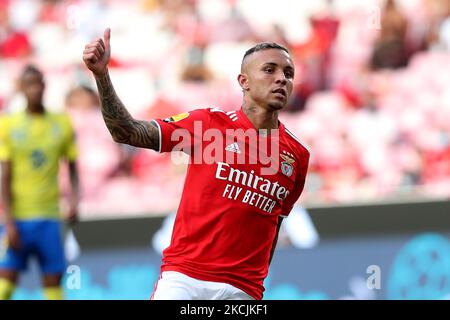 Everton of SL Benfica in action during the Portuguese League football match between SL Benfica and FC Arouca at the Luz stadium in Lisbon, Portugal on August 14, 2021. (Photo by Pedro FiÃºza/NurPhoto) Stock Photo