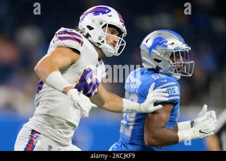 Buffalo Bills tight end Jacob Hollister (80) in action against the Detroit  Lions during an NFL preseason football game, Friday, Aug. 13, 2021, in  Detroit. (AP Photo/Rick Osentoski Stock Photo - Alamy