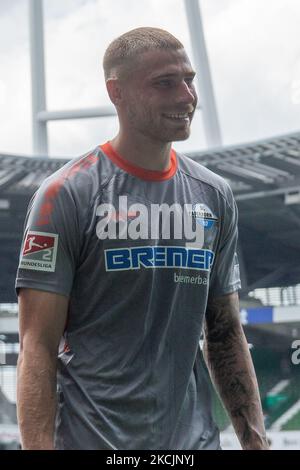 Felix Platte of SC Paderborn looks om after the Second Bundesliga match between SV Werder Bremen and SC Paderborn at Wohninvest WESERSTADIONr on August 15, 2021 in Bremen, Germany. (Photo by Peter Niedung/NurPhoto) Stock Photo