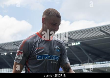 Felix Platte of SC Paderborn looks om after the Second Bundesliga match between SV Werder Bremen and SC Paderborn at Wohninvest WESERSTADIONr on August 15, 2021 in Bremen, Germany. (Photo by Peter Niedung/NurPhoto) Stock Photo