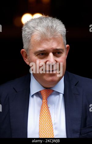 British Secretary of State for Northern Ireland Brandon Lewis, Conservative Party MP for Great Yarmouth, leaves 10 Downing Street in London, England, on August 18, 2021. (Photo by David Cliff/NurPhoto) Stock Photo