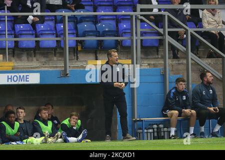 Barrow manager Mark Cooper during the Sky Bet League 2 match between Barrow and Exeter City at Holker Street, Barrow-in-Furness on Tuesday 17th August 2021. (Photo by Mark Fletcher/MI News/NurPhoto) Stock Photo