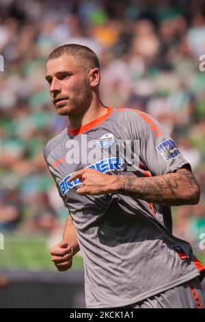 Felix Platte of SC Paderborn looks on during the Second Bundesliga match between SV Werder Bremen and SC Paderborn at Wohninvest WESERSTADIONr on August 15, 2021 in Bremen, Germany. (Photo by Peter Niedung/NurPhoto) Stock Photo