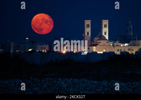 Blue Moon in the sky of Molfetta, Italy on August 23, 2021. After the