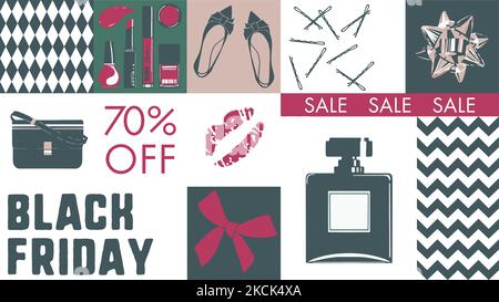 Black friday sale, 70 percent off price banner Stock Vector