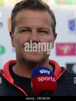 Barrow manager Mark Cooper during the Carabao Cup 2nd round match between Barrow and Aston Villa at Holker Street, Barrow-in-Furness on Tuesday 24th August 2021. (Photo by Mark Fletcher/MI News/NurPhoto) Stock Photo