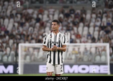 Manchester United have confirmed that Cristiano Ronaldo they have reached an agreement to re-sign Portugal's forward Cristiano Ronaldo from Juventus, in Manchester, England, on August 27, 2021. - FILE PHOTO: Cristiano Ronaldo of Juventus looks on during to the pre-season friendly match between Juventus and Atalanta BC at Allianz Stadium on August 14, 2021 in Turin, Italy. (Photo by Giuseppe Cottini/NurPhoto) (Photo by Giuseppe Cottini/NurPhoto) Stock Photo