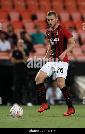 Tommaso Pobega of Milan during the pre-season friendly match between Valencia CF and AC Milan at Estadi de Mestalla on August 4, 2021 in Valencia, Spain. (Photo by Jose Breton/Pics Action/NurPhoto) Stock Photo