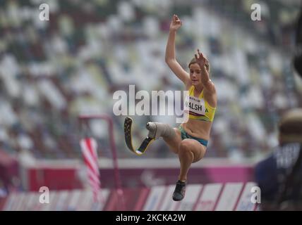 Sarah Walsh from Australia at long jump during athletics at the Tokyo Paralympics, Tokyo Olympic Stadium, Tokyo, Japan on August 28, 2021. (Photo by Ulrik Pedersen/NurPhoto) Stock Photo