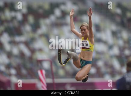 Sarah Walsh from Australia at long jump during athletics at the Tokyo Paralympics, Tokyo Olympic Stadium, Tokyo, Japan on August 28, 2021. (Photo by Ulrik Pedersen/NurPhoto) Stock Photo