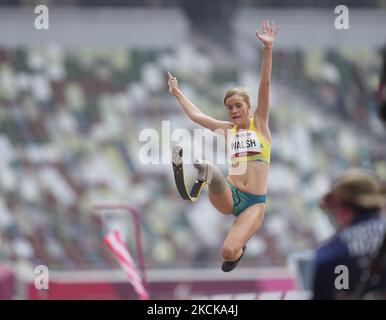 Sarah Walsh from Australia at long jump during athletics at the Tokyo Paralympics, Tokyo Olympic Stadium, Tokyo, Japan on August 28, 2021. (Photo by Ulrik Pedersen/NurPhoto) Stock Photo