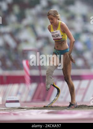 Sarah Walsh from Australia at long jump during athletics at the Tokyo Paralympics, Tokyo Olympic Stadium, Tokyo, Japan on August 28, 2021. (Photo by Ulrik Pedersen/NurPhoto) Stock Photo