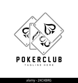 Poker Casino Card Logo, Diamond Card Icon, Hearts, Spades, Ace. Gambling Game Poker Club Design Stock Vector