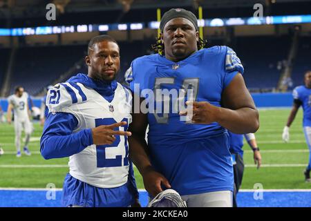 Detroit Lions defensive tackle Alim McNeill (54) celebrates in the first  half against the Washington Commanders during an NFL football game, Sunday,  Sept. 18, 2022, in Detroit. (AP Photo/Rick Osentoski Stock Photo - Alamy