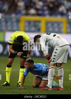 GENOA, ITALY - AUGUST 29: Adam Ounas of SSC Napoli competes for