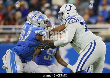 Seattle Seahawks cornerback Tre Flowers (21) defends against the  Indianapolis Colts during an NFL football game in Indianapolis, Sunday,  Sept. 12, 2021. (Jeff Haynes/AP Images for Panini Stock Photo - Alamy