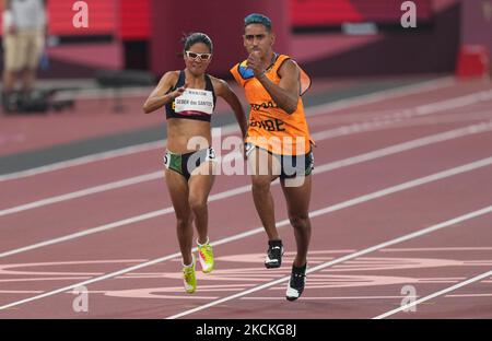 Jerusa Geber dos Santos from Brazil at 100m during athletics at the Tokyo Paralympics, Tokyo Olympic Stadium, Tokyo, Japan on August 30, 2021. (Photo by Ulrik Pedersen/NurPhoto) Stock Photo