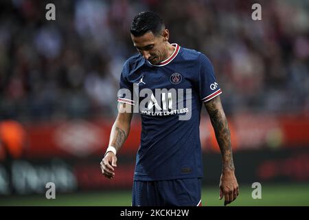 Angel Di Maria of PSG during the Ligue 1 Uber Eats match between Reims and Paris Saint Germain at Stade Auguste Delaune on August 29, 2021 in Reims, France. (Photo by Jose Breton/Pics Action/NurPhoto) Stock Photo