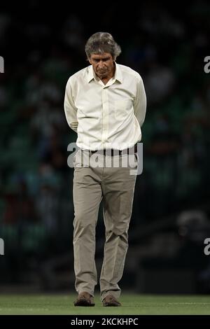 Manuel Pellegrini Head coach of Betisduring the La Liga Santader match between Real Betis and Real Madrid CF at Estadio Benito Villamarin on August 28, 2021 in Seville, Spain. (Photo by Jose Breton/Pics Action/NurPhoto) Stock Photo