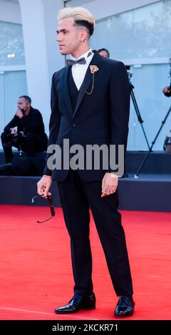 Aka 7even arrives for the screening of the film 'E' stata la mano di Dio' (The Hand of God) presented in competition during the 78th Venice Film Festival, on September 2, 2021 at Venice Lido. (Photo by Matteo Chinellato/NurPhoto) Stock Photo