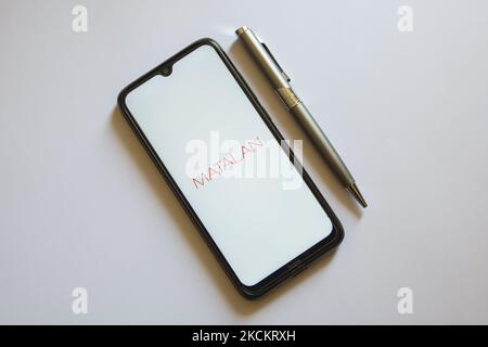 In this photo illustration a Matalan logo is display on a smartphone screen and a pencil in Athens, Greece on September 3, 2021. (Photo by Nikolas Kokovlis/NurPhoto) Stock Photo